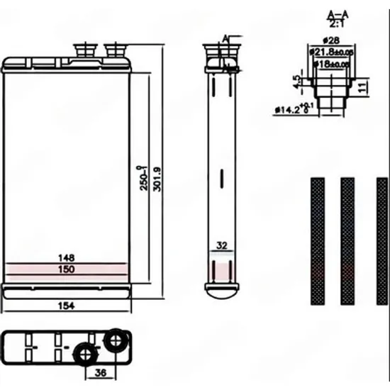 Radiator Incalzire AUDI Q7 2015-> Calorifer (250x150x32) Perioada 2019 2020 2021 2022 2023 2024