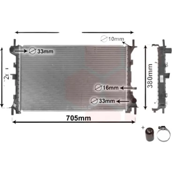 Radiator apa FORD FOCUS 1 1998->2008 pentru 1.6 16V, perioada 1998 1999 2000 2001 2002 2003 2004
