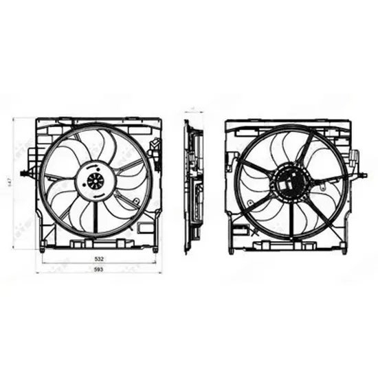 Ventilator Motor BMW X5 E70 2006->2013 Ventilator 3.0 benzina (520 mm) (400W) (3PIN) Perioada 2007 2008 2009 2010