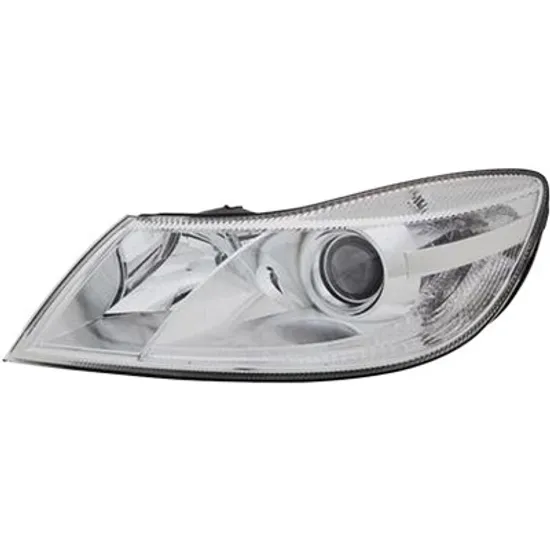 Far stanga SKODA OCTAVIA 2 2004->2013 perioada 2009 2010 2011 2012 cu motor reglaj, semnal transparent, cu reglaj electric, cu bec H7/H1