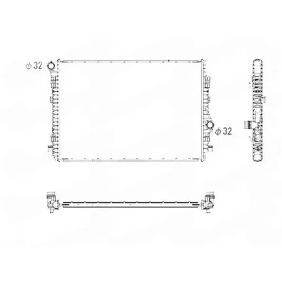 Radiator Motor VW GOLF 8 2019-> Radiator apa motor 1.5 TSI benzina (conducte in diagonala) (650x465) (KOYO) Perioada 2024 2025