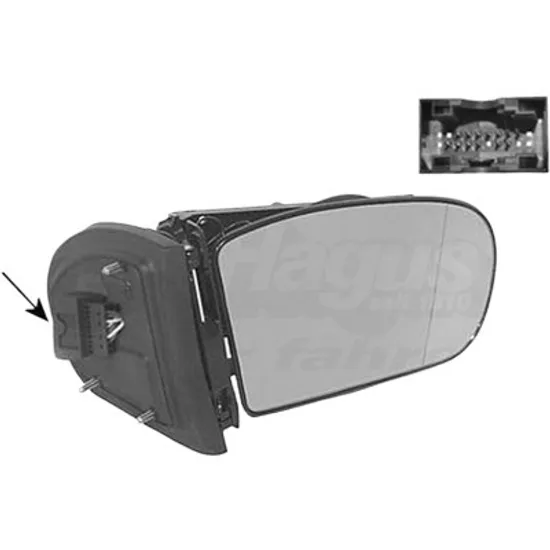 Oglinda exterioara dreapta MERCEDES C-CLASS Coupe Sport CL203 2001->2008, C-CLASS W203 2000->2007 perioada 2000 2001 2002 , cu semnal, numar pini 13, cu incalzire, cu memorie, fara intunecare automata, rabatare electrica,