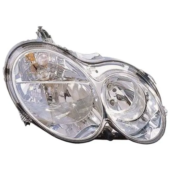Far dreapta MERCEDES CLK C209 2002->2009 perioada 2002 2003 2004 2005 2006 2007 2008 2009 fara motor reglaj, semnal transparent, cu reglaj electric, cu bec H7/H7