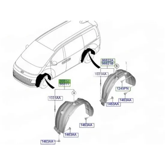 Carenaj fata HYUNDAI STARIA 2025-> Carenaj aripa fata plastic (O) DREAPTA Perioada 2025