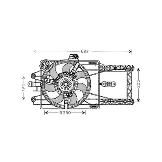 Ventilator Motor LANCIA Y 1995->2003 Electroventilator radiator complet (cu aer conditionat) benzina 2000->, Perioada 2000 2001 2002 2003