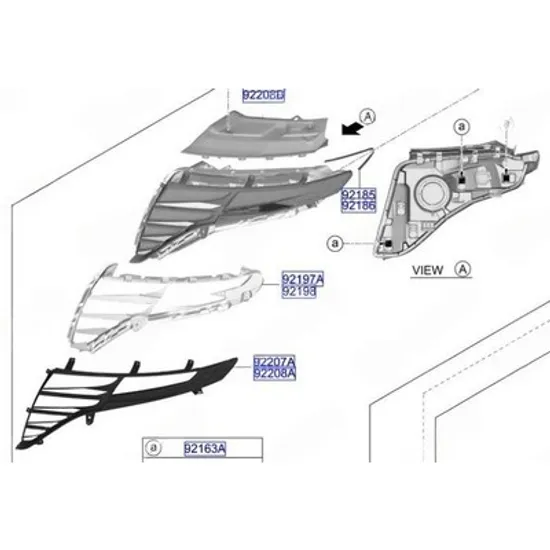 Lampa Fata HYUNDAI TUCSON 2020-> Lampa Daylight complet (fumuriu) (O) DREAPTA Perioada 2020 2021 2022 2023 2024
