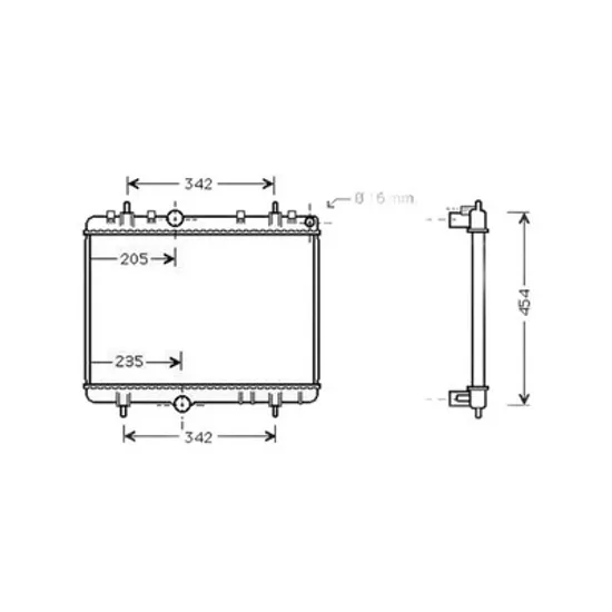 Radiator Motor PEUGEOT 407 2004->2010 Radiator apa pentru benzina - diesel 38x55x2 6 Perioada 2004 2005 2006 2007 2008 2009 2010