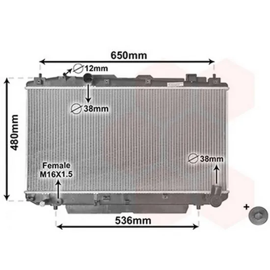 Radiator Motor TOYOTA RAV 4 II 2000->2005 Radiator apa 2.0 D4d +/-AC (37.5x73.8x25) (KOYO) Perioada 2000 2001 2002 2003 2004 2005 2006