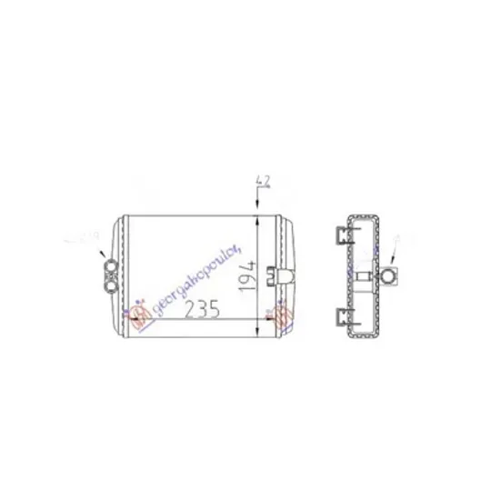 Radiator Incalzire MERCEDES SLK R170 1996->2004 Calorifer (M) cu/fara aer conditionat (233x193) Perioada 1996 1997 1998 1999 2000 2001 2002 2003 2004
