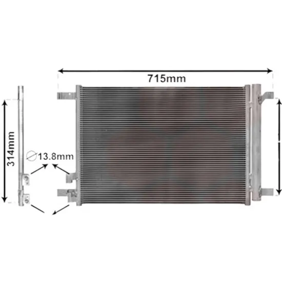 Radiator aer conditionat KIA SORENTO 2 2009->2015 pentru 2.4 LPG 4WD, perioada 2010 2011 2012 2013 2014 2015