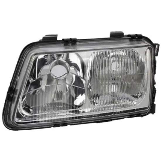 Far stanga AUDI A3 8L1 1996->2004 perioada 1996 1997 1998 1999 2000 2001 2002 2003 pana la an de fabricatie 09/2000, fara motor reglaj, cu far de ceata, cu bec H7/H4