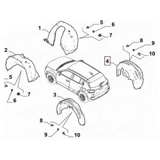 Carenaj spate ALFA ROMEO JUNIOR 2024-> Carenaj aripa spate plastic (O) DREAPTA Perioada 2024 2025