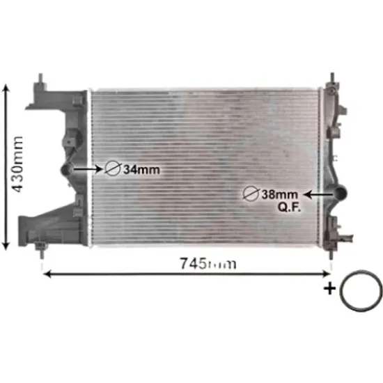 Radiator apa OPEL ASTRA J 2009->2015 1.7 CDTI 81KW 110CP , pentru motor A 17 DTC, A 17 DTE, A 17 DTJ perioada 2009 2010,2011,2012,2013,2014 2015