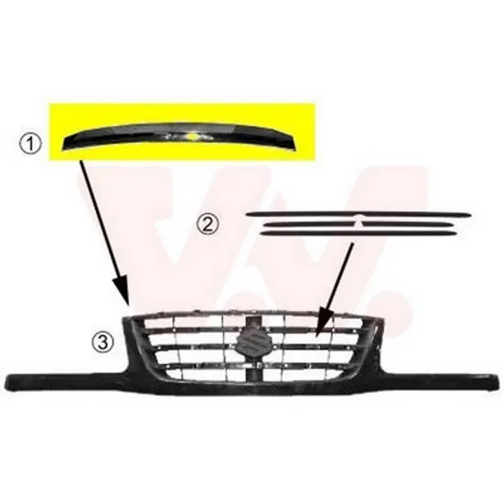 Bandou Grila SUZUKI GRAND VITARA 1 1998->2006 Ornament grila radiator, cromat 2001-> Perioada 2001 2002 2003 2004 2005