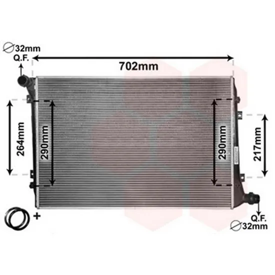 Radiator Motor AUDI A3 8P1 2003->2012 Radiator apa 1.9-2.0 TDi diesel (650x440) Perioada 2003 2004 2005 2006 2007 2008 2009 2010 2011 2012