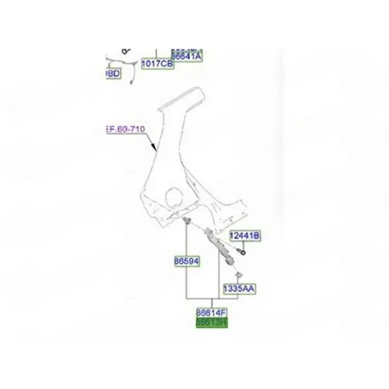 Suport Bara spate HYUNDAI INSTER 2024-> Suport plastic Bara spate lateral (O) STANGA Perioada 2024 2025
