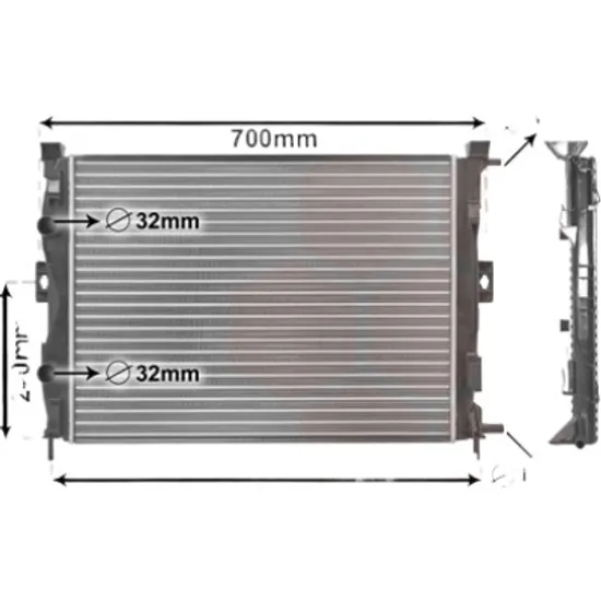 Radiator apa RENAULT MEGANE 2 2002->2010 pentru 1.6 Flex-Fuel, perioada 2007 2008