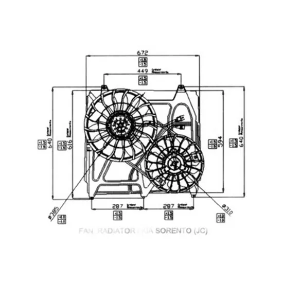 Ventilator Motor KIA SORENTO 1 2002->2009 Electroventilator radiator complet (Dublu) benzina/diesel, 2002->2010 Perioada 2002 2003 2004 2005 2006 2007 2008 2009