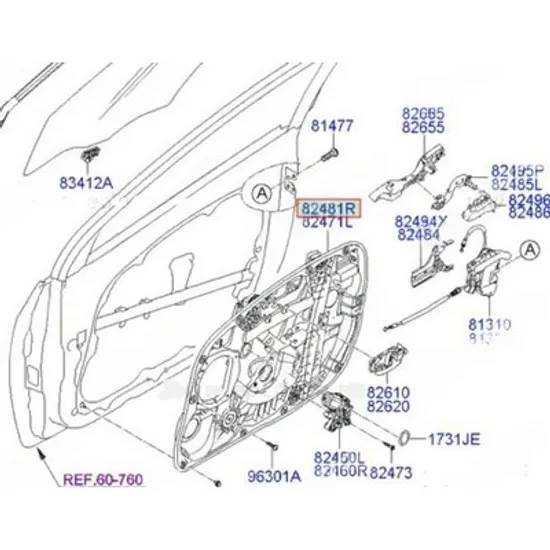 Macara Usa HYUNDAI i30 2012->2017 Macara usa fata electrica fara motor (Cehia) (O) DREAPTA Perioada 2014 2015 2016 2017