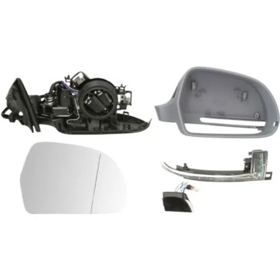 Oglinda exterioara dreapta AUDI A5 8T3 2007->2017 perioada 2010 2011 2012 2013 2014 2015 2016 2017 pana la an de fabricatie 08/2011, cu semnal, reglaj electric, numar pini 12, cu incalzire, rabatare electrica, prevopsit grund, pentru trafic pe