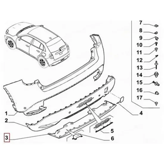 Spoiler Bara spate FIAT 600 2023-> Spoiler Bara spate (O) Perioada 2023 2024 2025