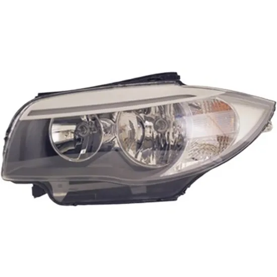 Far stanga BMW 1 E81 2006->2011, 1 E87 2004->2011 perioada 2004 2005 2006 2007 2008 2009 2010 2011 de la an de fabricatie 03/2011, pentru cod oe 6311 7263 639, cu motor reglaj, semnal galben, cu reglaj electric, cu bec H7/H7