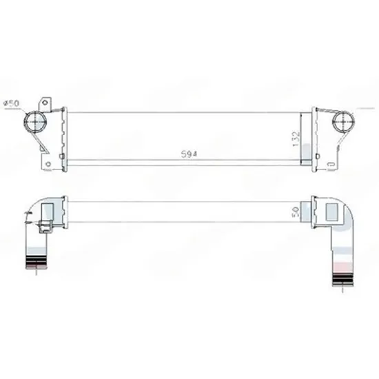 Intercooler LAND ROVER FREELANDER 1 1998->2006 Radiator intercooler 2.0 Td4 diesel 2000- (594x132x50) Perioada 1998 1999 2000 2001 2002 2003 2004 2005 2006