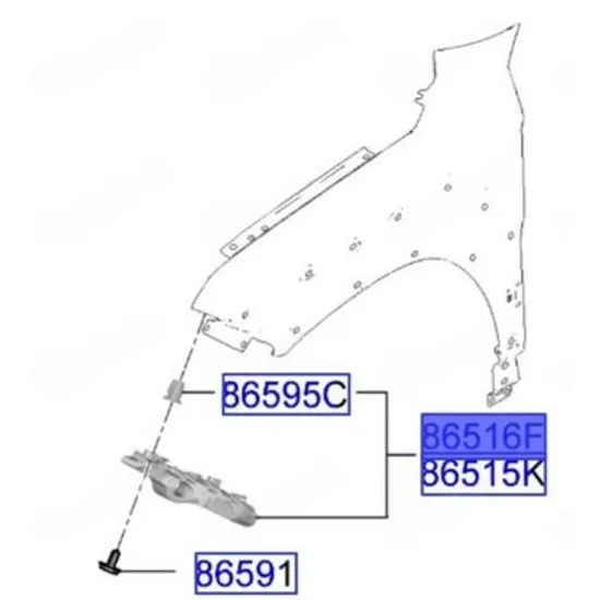Suport Bara fata HYUNDAI KONA 2023-> Suport Bara fata lateral plastic (O) STANGA Perioada 2023 2024 2025