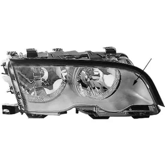 Far dreapta BMW 3 E46 1997->2005 perioada 1997 1998 1999 2000 2001 cu motor reglaj, cromat, cu reglaj electric, cu bec H7/H7