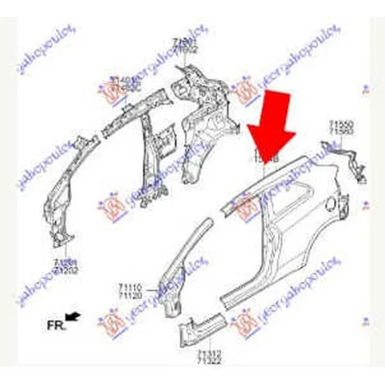Aripa Spate KIA RIO 2011->2017 Aripa spate pentru 3 usi (O) stanga Perioada 2011 2012 2013 2014 2015 2016