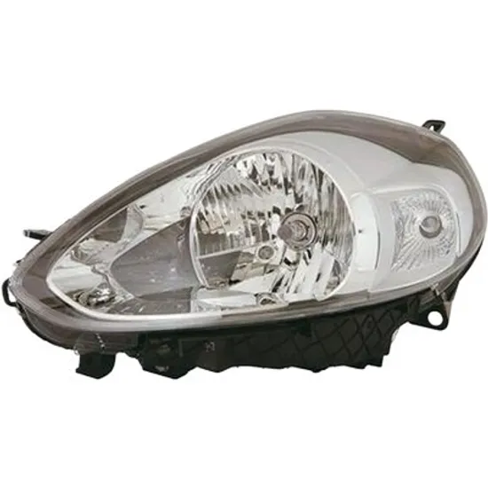 Far stanga FIAT PUNTO 199 2012-> perioada 2012 2013 2014 2015 2016 2017 cu motor reglaj, argintiu, cu reglaj electric, cu lumina de zi, cu bec H4