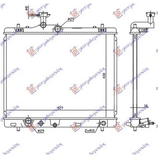 Radiator Motor SUZUKI SWIFT 4 2010->2016 Radiator apa pentru 1,2 benzina 40x54x16 CV automata Perioada 2010 2011 2012 2013 2014 2015 2016 2017