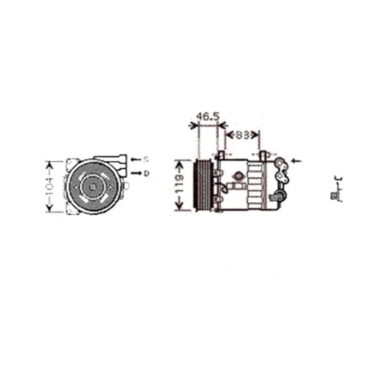 Compresor aer conditionat CITROEN C6 Sedan 2005->2012 2.7 HDi 150KW 204CP , pentru motor UHZ (DT17TED4) perioada 2005 2006 2007 2008 2009 2010 2011