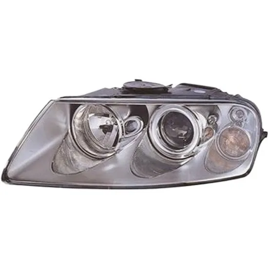 Far stanga VW TOUAREG 2002->2010 perioada 2002 2003 2004 2005 2006 cu motor reglaj, semnal transparent, cu reglaj electric, cu bec H7, cu bec H9