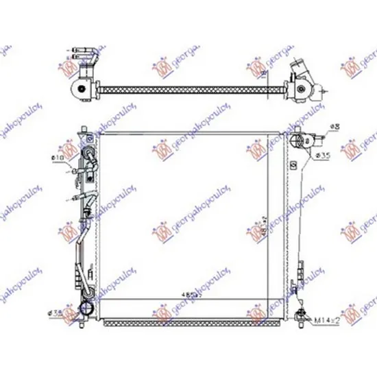 Radiator Motor HYUNDAI TUCSON 3 2015->2020 Radiator apa 2.0 CRDi diesel cv automata (485x485x18) (KOREAN) Perioada 2015 2016 2017 2018 2019 2020 2021