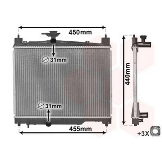 Radiator Motor TOYOTA YARIS 1999->2005 Radiator apa 1.0-1.3i 16V +/-A/C (35x49) (KOYO) Perioada 1999 2000 2001 2002 2003 2004 2005