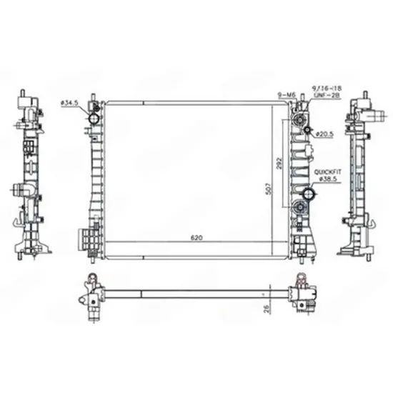 Radiator Motor OPEL MOKKA / MOKKA X 2012->2020 Radiator apa motor 1.7 DTi/CDTi automatic diesel (620x510x26) Perioada 2016 2017 2018 2019 2020 2021 2022