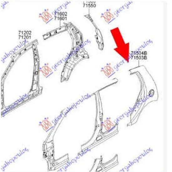 Aripa Spate KIA PICANTO 2011->2017 Aripa spate dreapta Perioada 2004 2005 2006 2007 2008 2009 2010