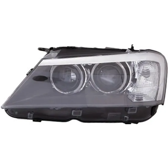Far stanga BMW X3 F25 2010->2017 perioada 2011 2012 cu motor reglaj, fara unitate de control Xenon, Bi-Xenon, semnal alb, cu reglaj distanta iluminare automat, adaptiv, cu bec D1S tub descarcare gaze, cu bec D2S tub descarcare gaze