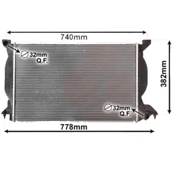 Radiator apa AUDI A4 8E2; B6 2000->2005 2.5 TDI 120KW 163CP , pentru motor BCZ, BDG, BFC perioada 2002 2003 2004