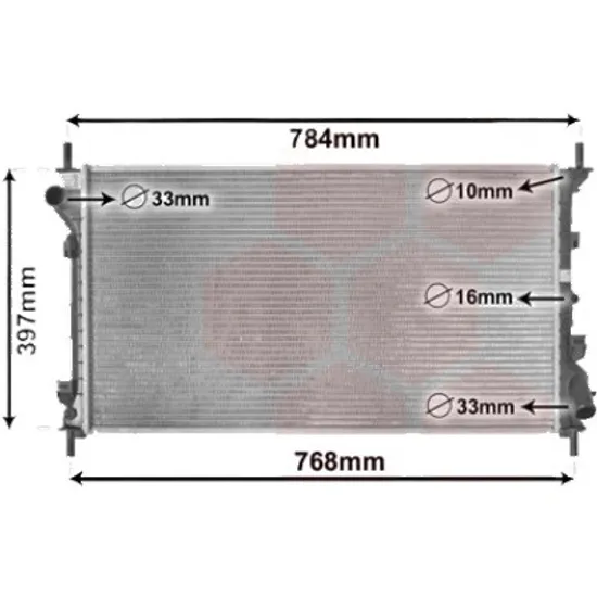 Radiator apa FORD TOURNEO CONNECT 2002->2013 1.8 TDCi 66KW 90CP , pentru motor HCPA, HCPB, HCPC, HCPD, P9PA, P9PB, P9PC, P9PD, R3PA, RWPE, RWPF perioada 2002 2003,2004,2005,2006,2007,2008,2009,2010,2011,2012 2013