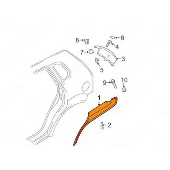 Bandou Usa KIA SPORTAGE 2004-2010 Bandou usa plastic (O) DREAPTA Perioada 2008 2009 2010