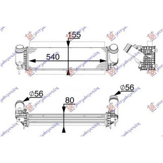 Intercooler NISSAN NAVARA D23 2014-> Radiator intercooler 2.3 dCi diesel (540x155x80) Perioada 2015 2016 2017 2018 2019 2020 2021