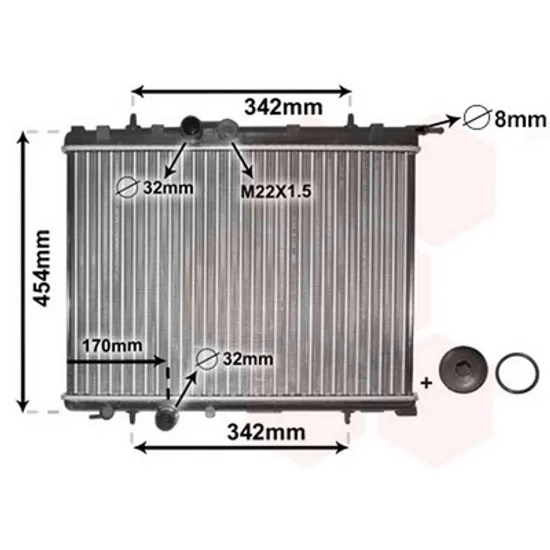 Radiator Motor PEUGEOT 206 1998->2007 Radiator apa pentru 1 1 - 1 4i 8V - 1 6i 16V ->2002 38x55 Perioada 1998 1999 2000 2001 2002