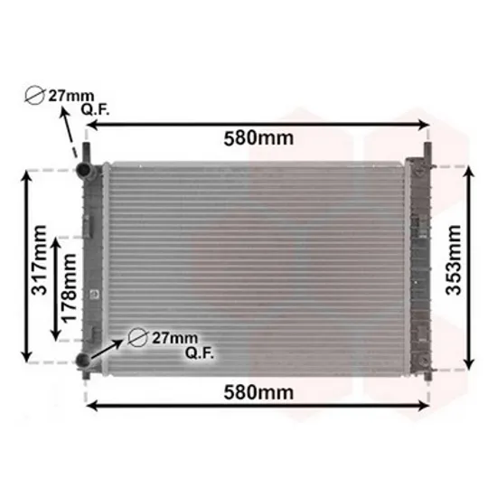 Radiator Motor FORD FIESTA 5 JH 2001->2010 Radiator apa pentru 1,3 8V cu/fara aer conditionat (50x35,6) Perioada 2001 2002 2003 2004 2005 2006 2007 2008 2009 2010