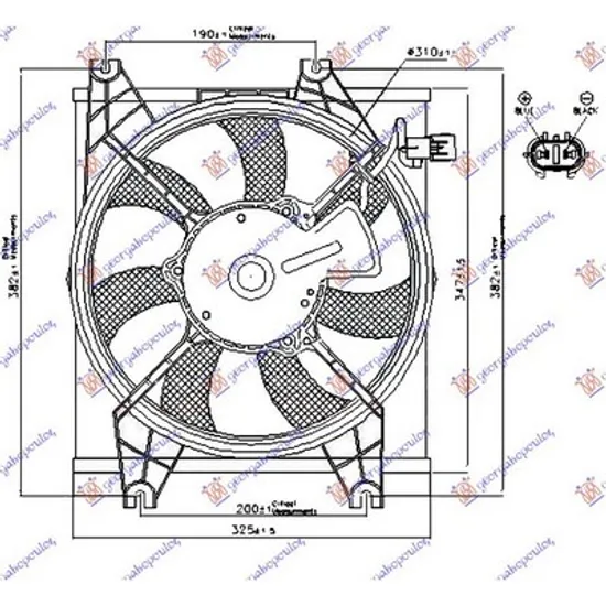 Ventilator Motor HYUNDAI ACCENT 2 LC 1999->2005 Ventilator AC complet benzina (310m) (2PIN) Perioada 2000 2001 2002 2003 2004 2005