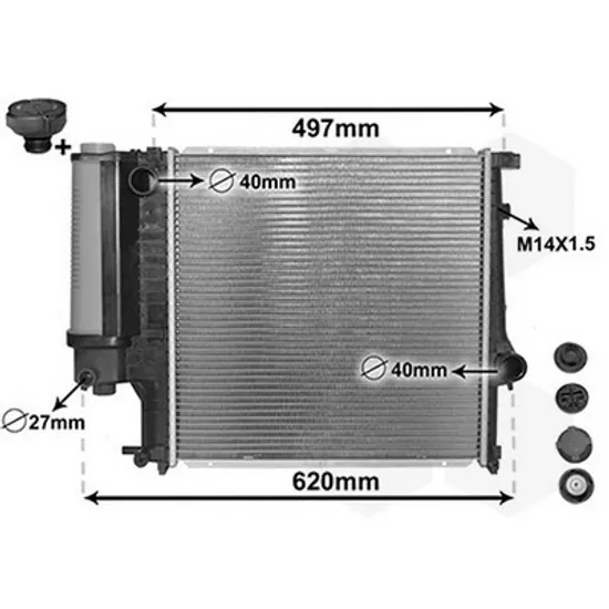 Radiator Motor BMW Z3 Roadster E36 1995->2003 Radiator apa pentru 1,6 - 1,8 - 2,0cc cu aer conditionat (44x44) Perioada 1995 1996 1997 1998 1999 2000 2001 2002 2003
