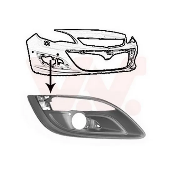 Grila Bara OPEL ASTRA J 2009->2015 Grila bara fata laterala cu gauri proiector dreapta 2013-> Perioada 2013 2014 2015 2016