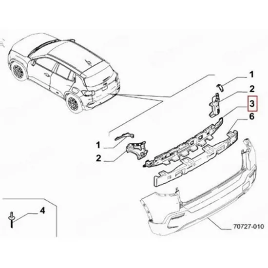 Suport Bara spate JEEP AVENGER 2022-> Suport Bara spate (central) plastic (O) Perioada 2022 2023 2024 2025