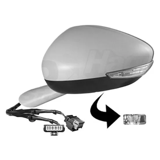 Oglinda exterioara stanga PEUGEOT 508 1 2010->2018 perioada 2010 2011 2012 2013 2014 2015 2016 2017 2018 pana la an de fabricatie 10/2014, cu lampa podea, cu lumini de pozitie, cu semnal, numar pini 14, cu incalzire, cu memorie, rabatare electrica, prevopsit partial,